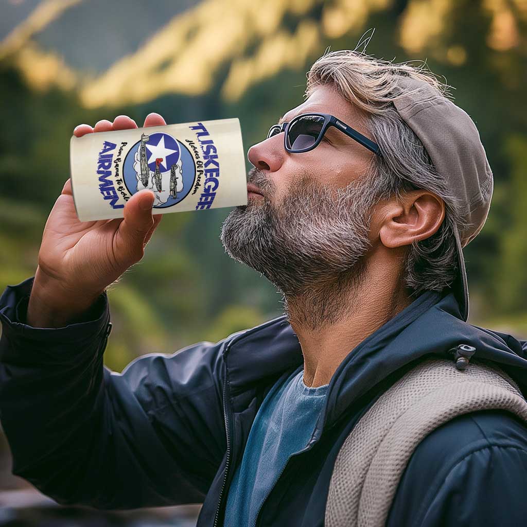 Tuskegee Airmen Red Tails 4 in 1 Can Cooler Tumbler Heroes Of Freedom - Wonder Print Shop