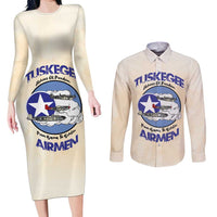 Tuskegee Airmen Red Tails Couples Matching Long Sleeve Bodycon Dress and Long Sleeve Button Shirt Heroes Of Freedom - Wonder Print Shop