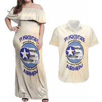 Tuskegee Airmen Red Tails Couples Matching Off Shoulder Maxi Dress and Hawaiian Shirt Heroes Of Freedom - Wonder Print Shop