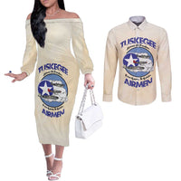 Tuskegee Airmen Red Tails Couples Matching Off The Shoulder Long Sleeve Dress and Long Sleeve Button Shirt Heroes Of Freedom - Wonder Print Shop