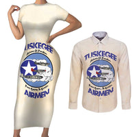 Tuskegee Airmen Red Tails Couples Matching Short Sleeve Bodycon Dress and Long Sleeve Button Shirt Heroes Of Freedom - Wonder Print Shop