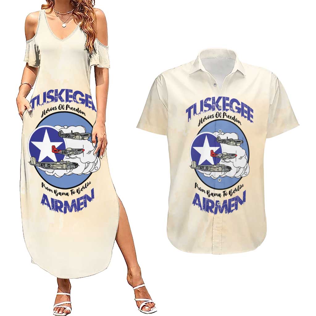 Tuskegee Airmen Red Tails Couples Matching Summer Maxi Dress and Hawaiian Shirt Heroes Of Freedom - Wonder Print Shop