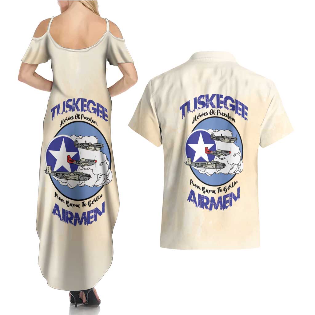 Tuskegee Airmen Red Tails Couples Matching Summer Maxi Dress and Hawaiian Shirt Heroes Of Freedom - Wonder Print Shop