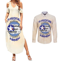 Tuskegee Airmen Red Tails Couples Matching Summer Maxi Dress and Long Sleeve Button Shirt Heroes Of Freedom - Wonder Print Shop