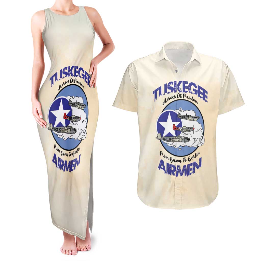 Tuskegee Airmen Red Tails Couples Matching Tank Maxi Dress and Hawaiian Shirt Heroes Of Freedom - Wonder Print Shop