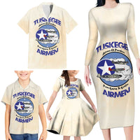 Tuskegee Airmen Red Tails Family Matching Long Sleeve Bodycon Dress and Hawaiian Shirt Heroes Of Freedom - Wonder Print Shop