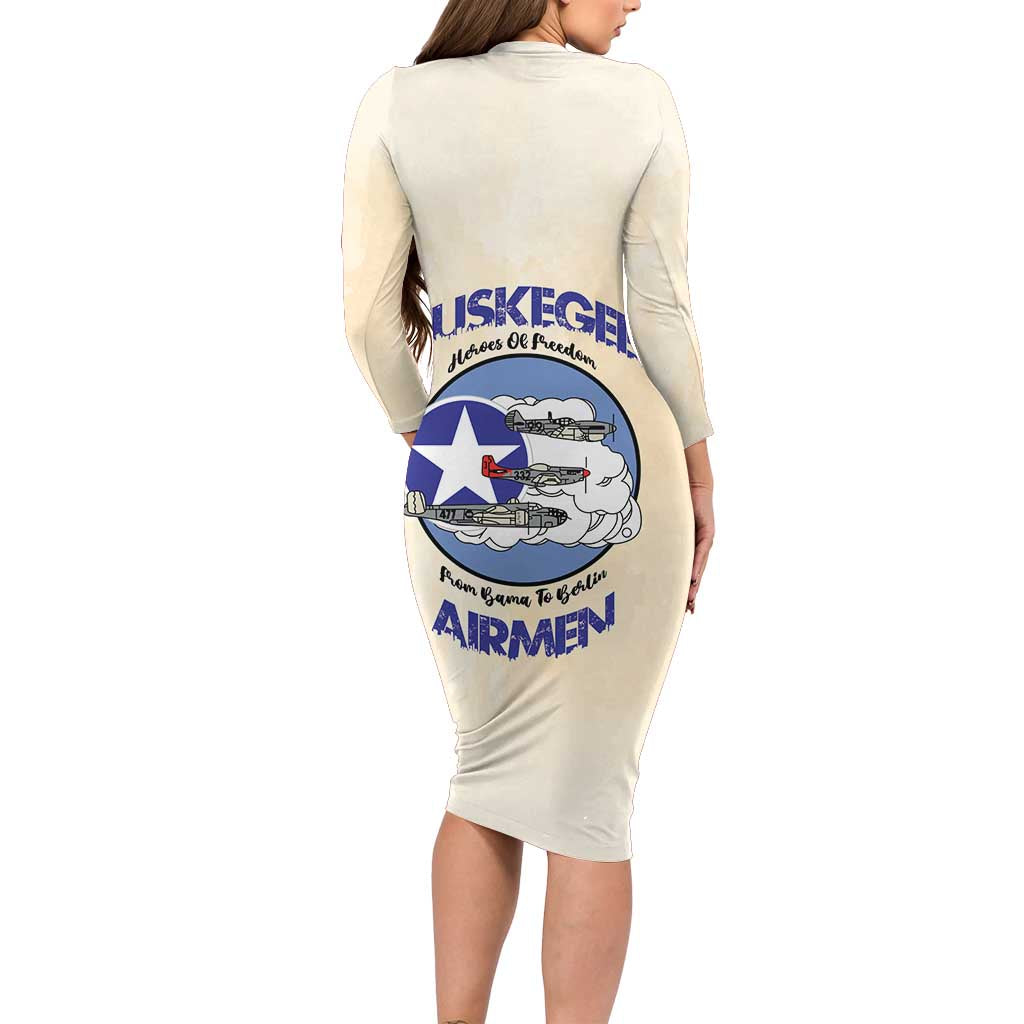 Tuskegee Airmen Red Tails Family Matching Long Sleeve Bodycon Dress and Hawaiian Shirt Heroes Of Freedom - Wonder Print Shop