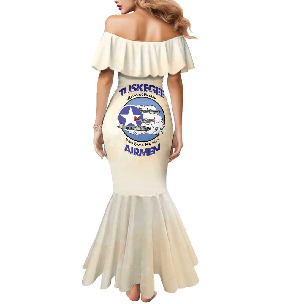 Tuskegee Airmen Red Tails Family Matching Mermaid Dress and Hawaiian Shirt Heroes Of Freedom - Wonder Print Shop