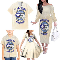 Tuskegee Airmen Red Tails Family Matching Off The Shoulder Long Sleeve Dress and Hawaiian Shirt Heroes Of Freedom - Wonder Print Shop