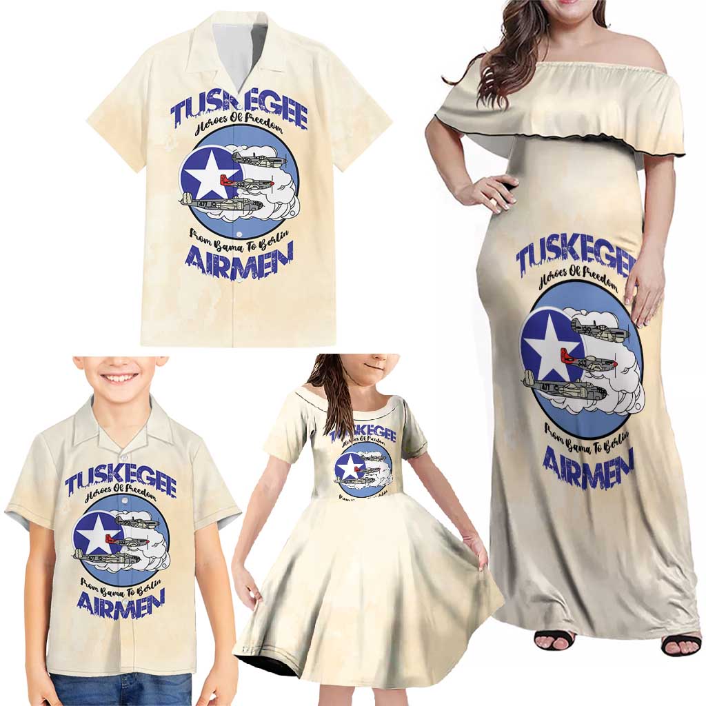 Tuskegee Airmen Red Tails Family Matching Off Shoulder Maxi Dress and Hawaiian Shirt Heroes Of Freedom - Wonder Print Shop