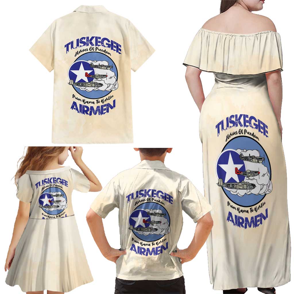 Tuskegee Airmen Red Tails Family Matching Off Shoulder Maxi Dress and Hawaiian Shirt Heroes Of Freedom - Wonder Print Shop