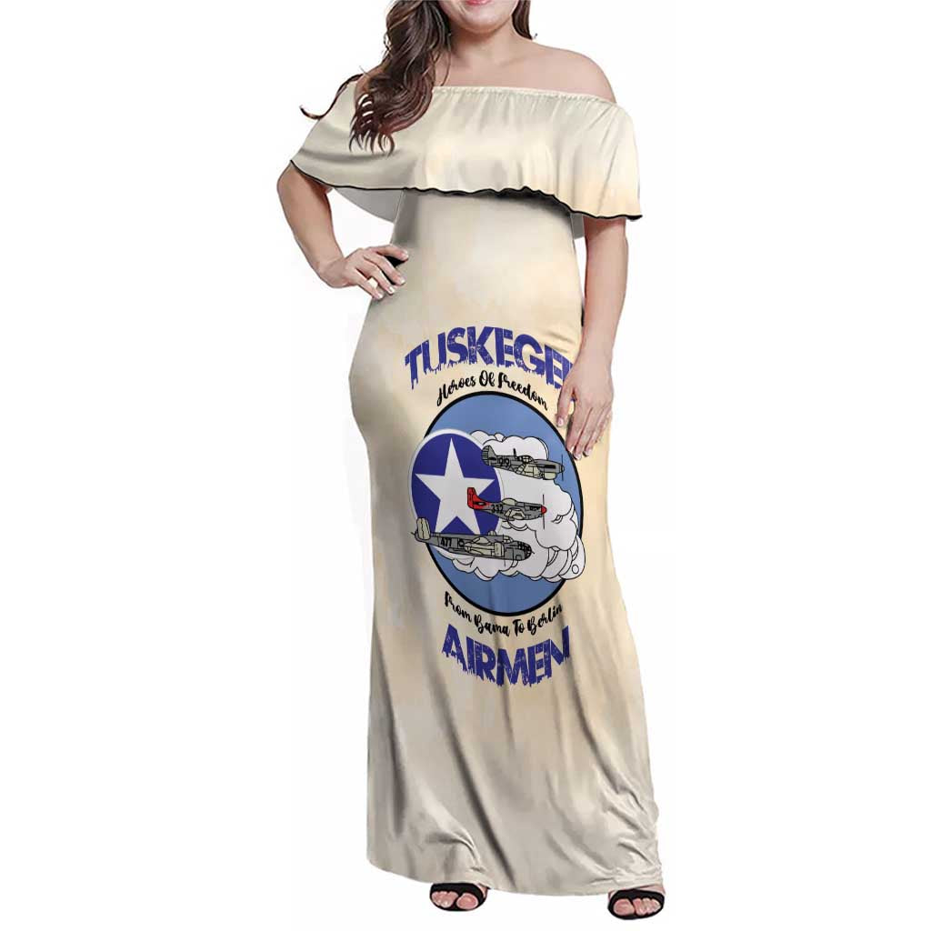 Tuskegee Airmen Red Tails Family Matching Off Shoulder Maxi Dress and Hawaiian Shirt Heroes Of Freedom - Wonder Print Shop