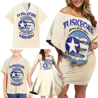Tuskegee Airmen Red Tails Family Matching Off Shoulder Short Dress and Hawaiian Shirt Heroes Of Freedom - Wonder Print Shop