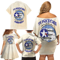 Tuskegee Airmen Red Tails Family Matching Off Shoulder Short Dress and Hawaiian Shirt Heroes Of Freedom - Wonder Print Shop