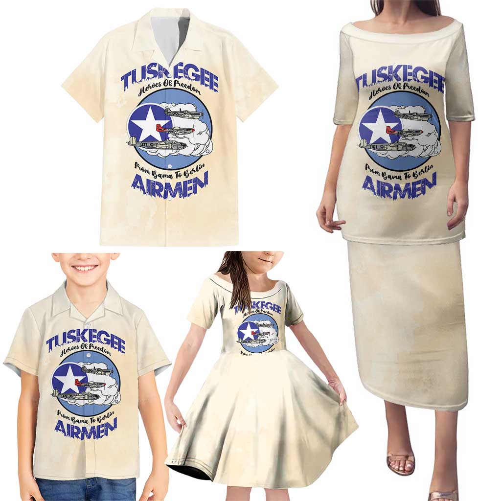 Tuskegee Airmen Red Tails Family Matching Puletasi and Hawaiian Shirt Heroes Of Freedom - Wonder Print Shop