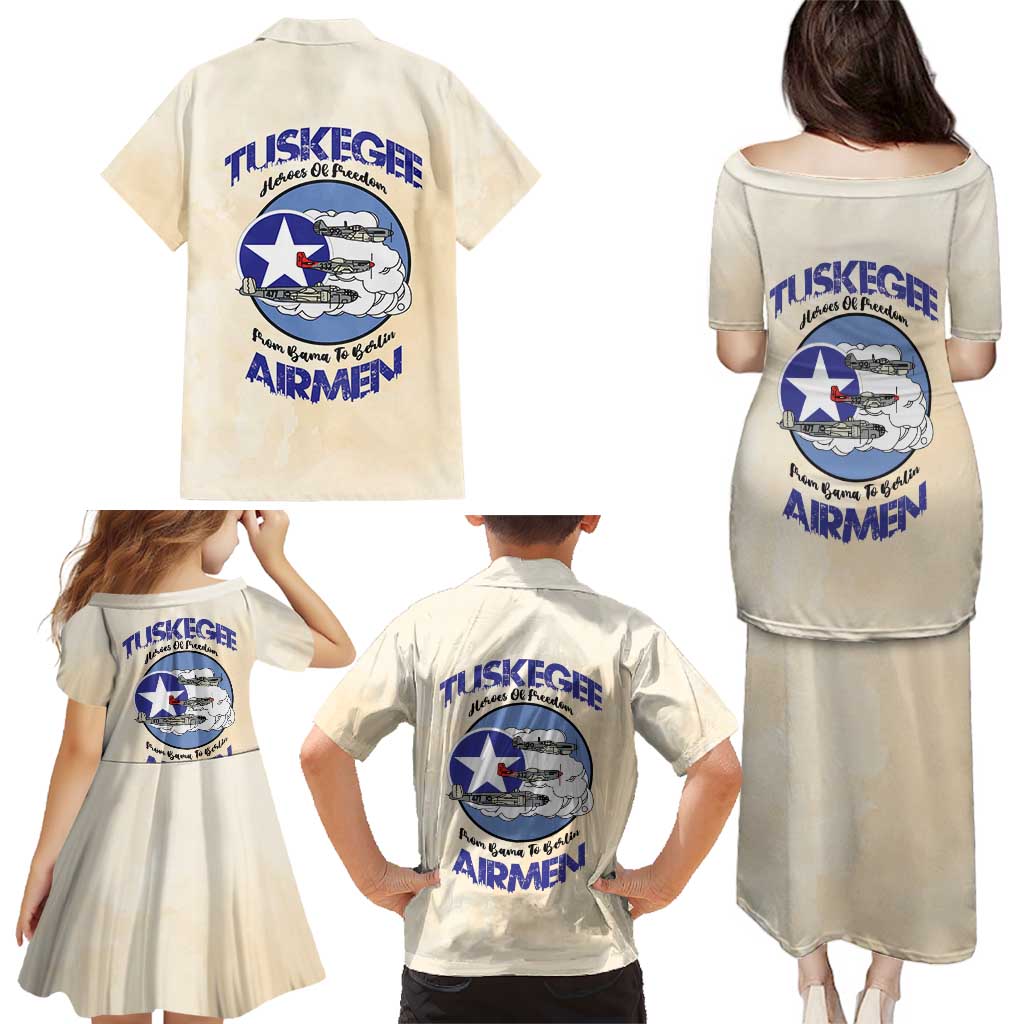 Tuskegee Airmen Red Tails Family Matching Puletasi and Hawaiian Shirt Heroes Of Freedom - Wonder Print Shop