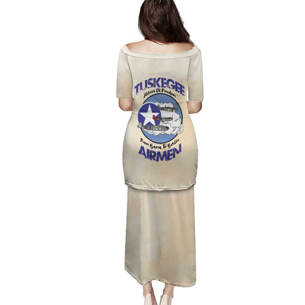 Tuskegee Airmen Red Tails Family Matching Puletasi and Hawaiian Shirt Heroes Of Freedom - Wonder Print Shop