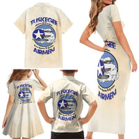 Tuskegee Airmen Red Tails Family Matching Short Sleeve Bodycon Dress and Hawaiian Shirt Heroes Of Freedom - Wonder Print Shop