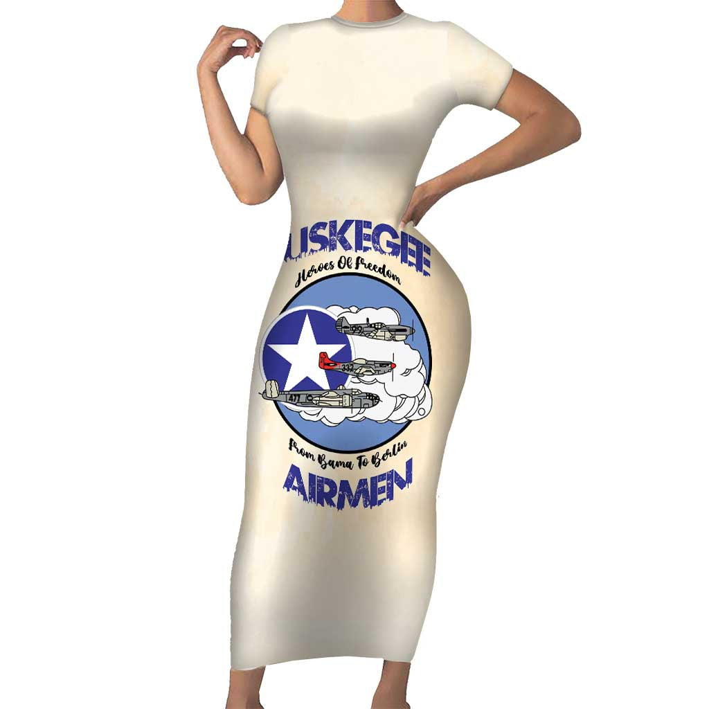 Tuskegee Airmen Red Tails Family Matching Short Sleeve Bodycon Dress and Hawaiian Shirt Heroes Of Freedom - Wonder Print Shop