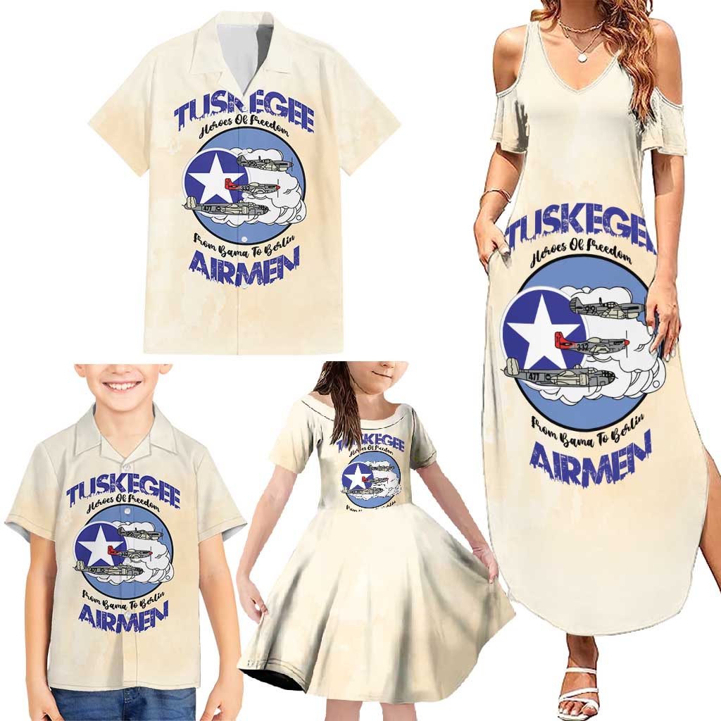 Tuskegee Airmen Red Tails Family Matching Summer Maxi Dress and Hawaiian Shirt Heroes Of Freedom - Wonder Print Shop