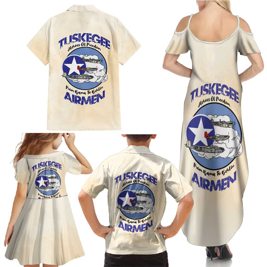Tuskegee Airmen Red Tails Family Matching Summer Maxi Dress and Hawaiian Shirt Heroes Of Freedom - Wonder Print Shop