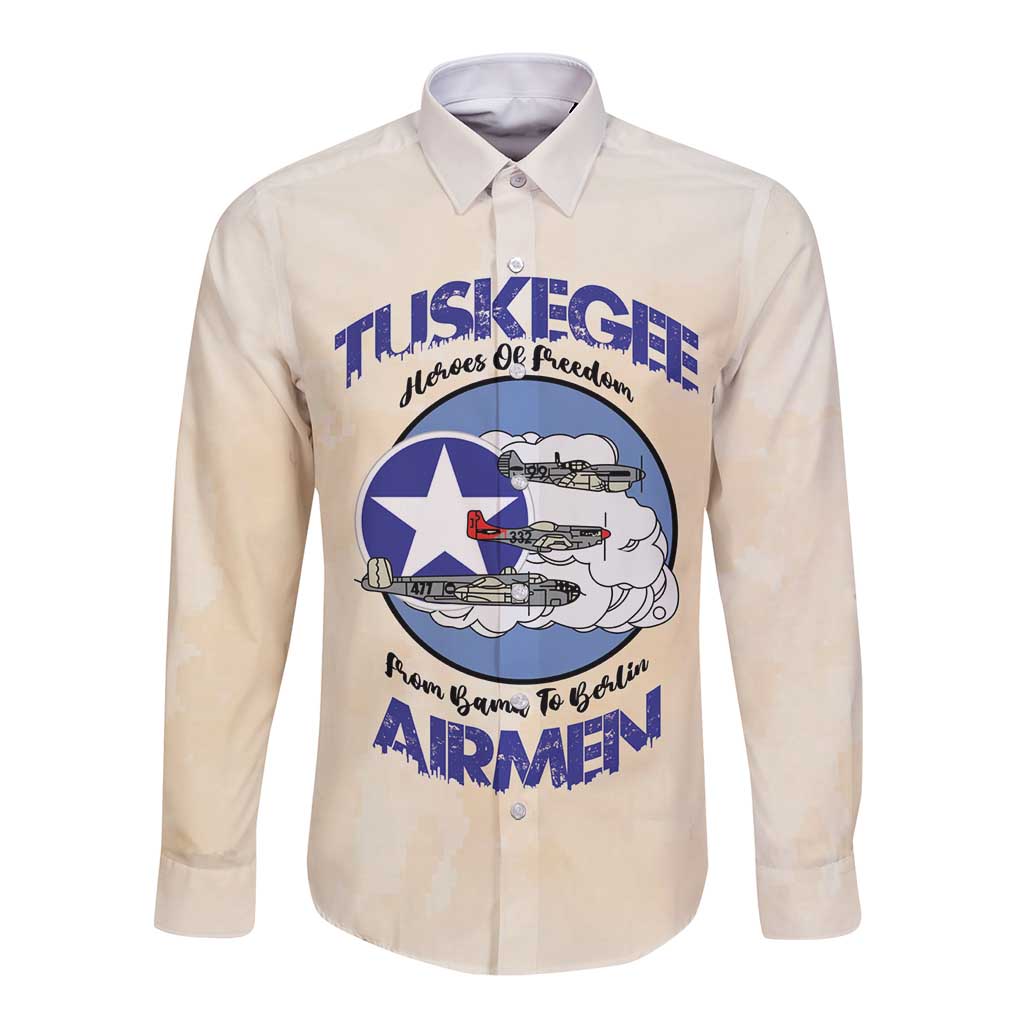 Tuskegee Airmen Red Tails Long Sleeve Button Shirt Heroes Of Freedom - Wonder Print Shop