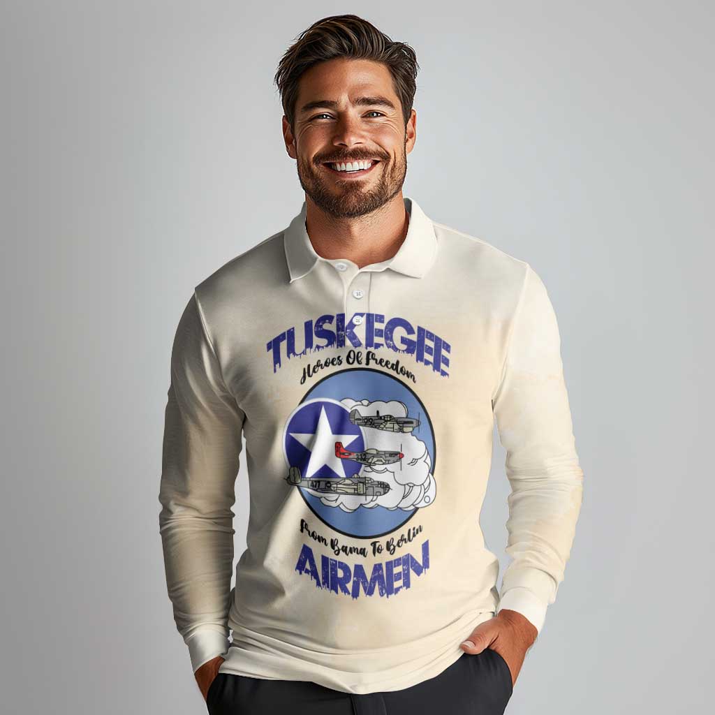 Tuskegee Airmen Red Tails Long Sleeve Polo Shirt Heroes Of Freedom - Wonder Print Shop