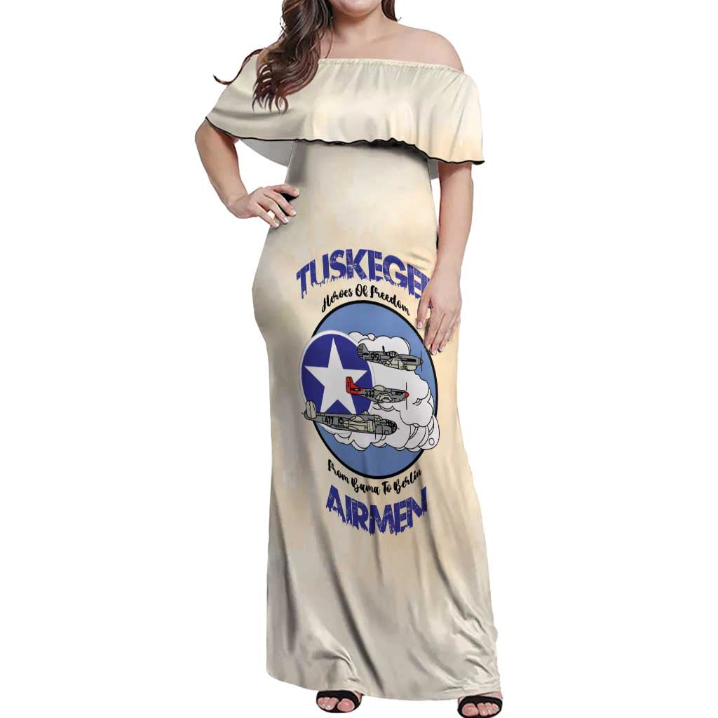 Tuskegee Airmen Red Tails Off Shoulder Maxi Dress Heroes Of Freedom - Wonder Print Shop