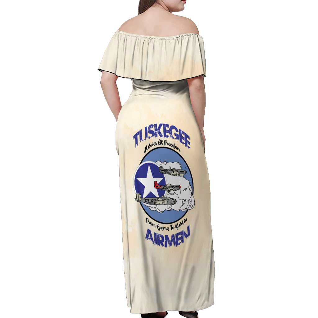 Tuskegee Airmen Red Tails Off Shoulder Maxi Dress Heroes Of Freedom - Wonder Print Shop