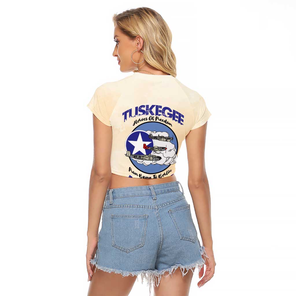 Tuskegee Airmen Red Tails Raglan Cropped T Shirt Heroes Of Freedom - Wonder Print Shop