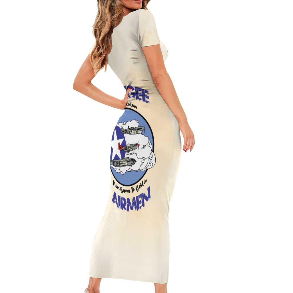 Tuskegee Airmen Red Tails Short Sleeve Bodycon Dress Heroes Of Freedom - Wonder Print Shop