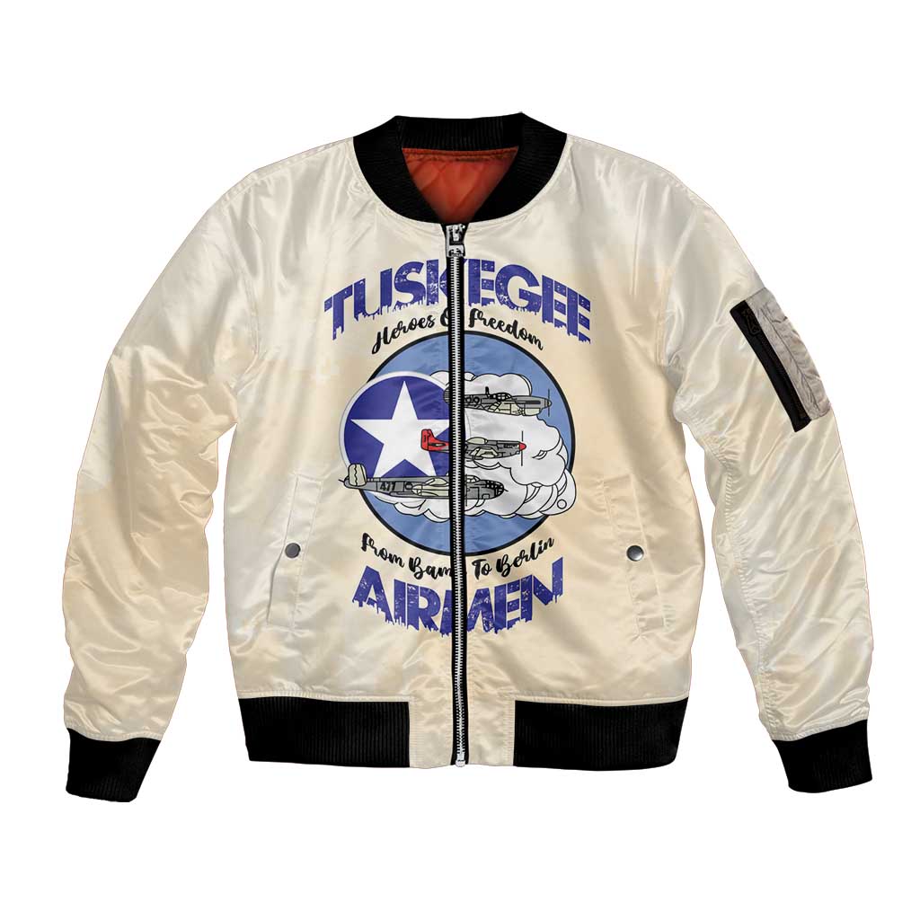 Tuskegee Airmen Red Tails Sleeve Zip Bomber Jacket Heroes Of Freedom - Wonder Print Shop