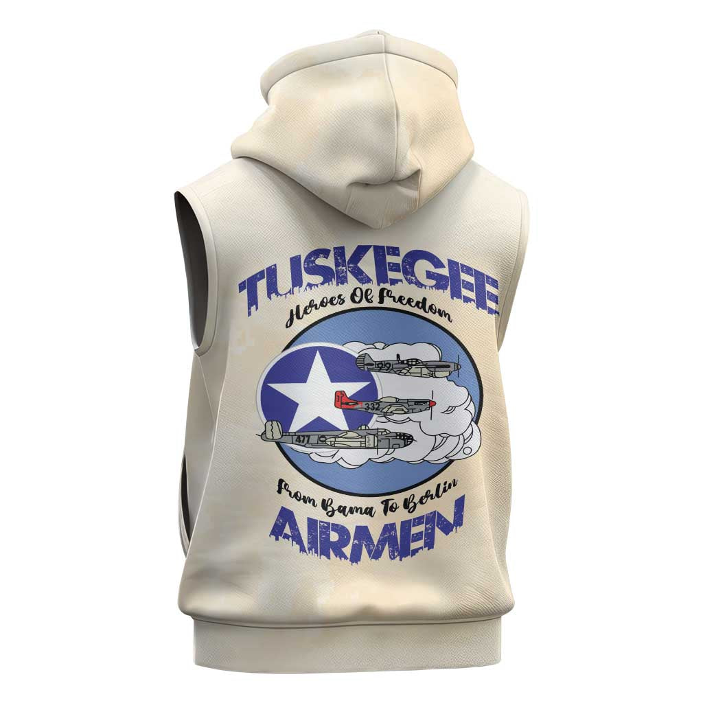 Tuskegee Airmen Red Tails Sleeveless Zip Hoodie Heroes Of Freedom - Wonder Print Shop