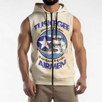 Tuskegee Airmen Red Tails Sleeveless Zip Hoodie Heroes Of Freedom - Wonder Print Shop