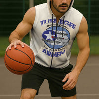 Tuskegee Airmen Red Tails Sleeveless Zip Hoodie Heroes Of Freedom - Wonder Print Shop