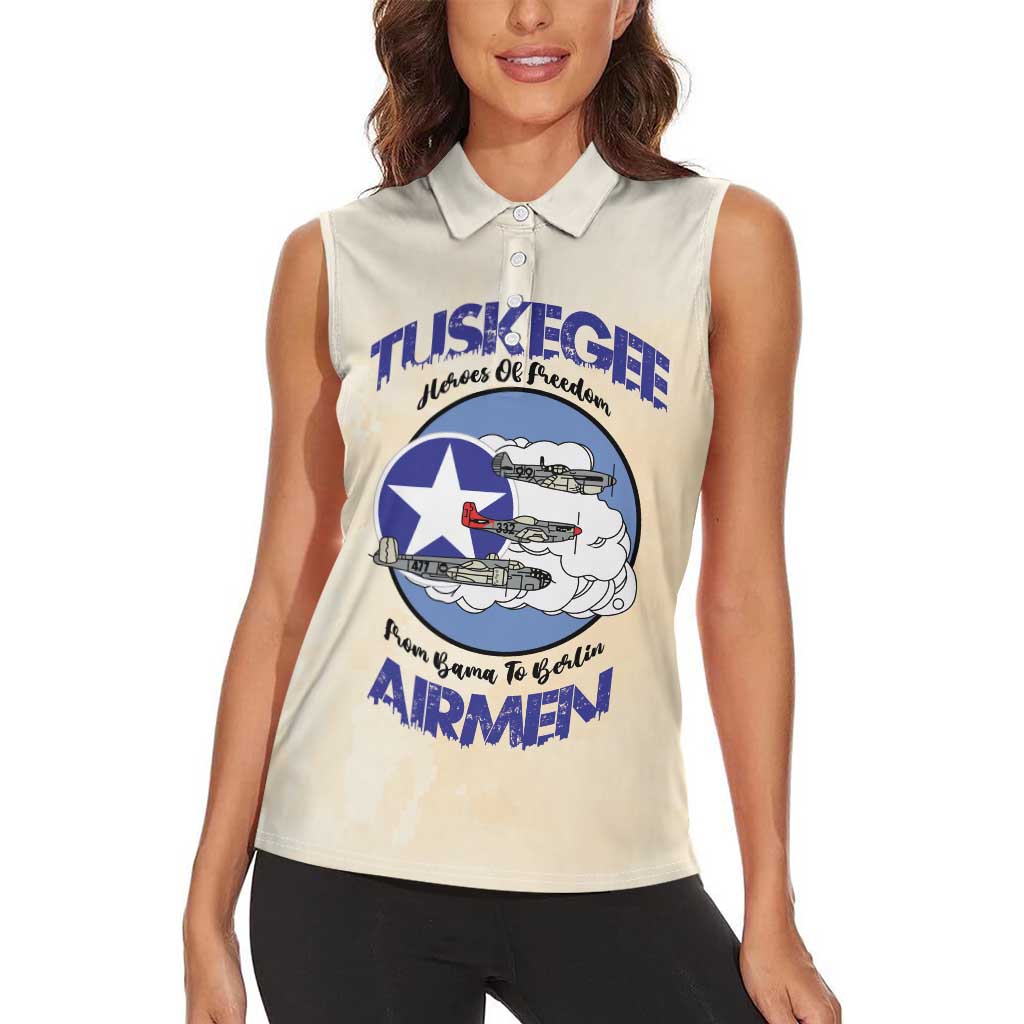 Tuskegee Airmen Red Tails Women Sleeveless Polo Shirt Heroes Of Freedom - Wonder Print Shop