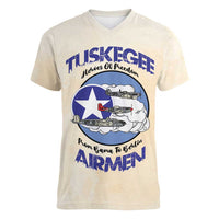 Tuskegee Airmen Red Tails Women V-Neck T-Shirt Heroes Of Freedom - Wonder Print Shop
