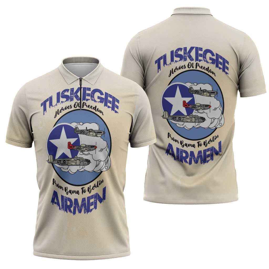 Tuskegee Airmen Red Tails Zipper Polo Shirt Heroes Of Freedom - Wonder Print Shop