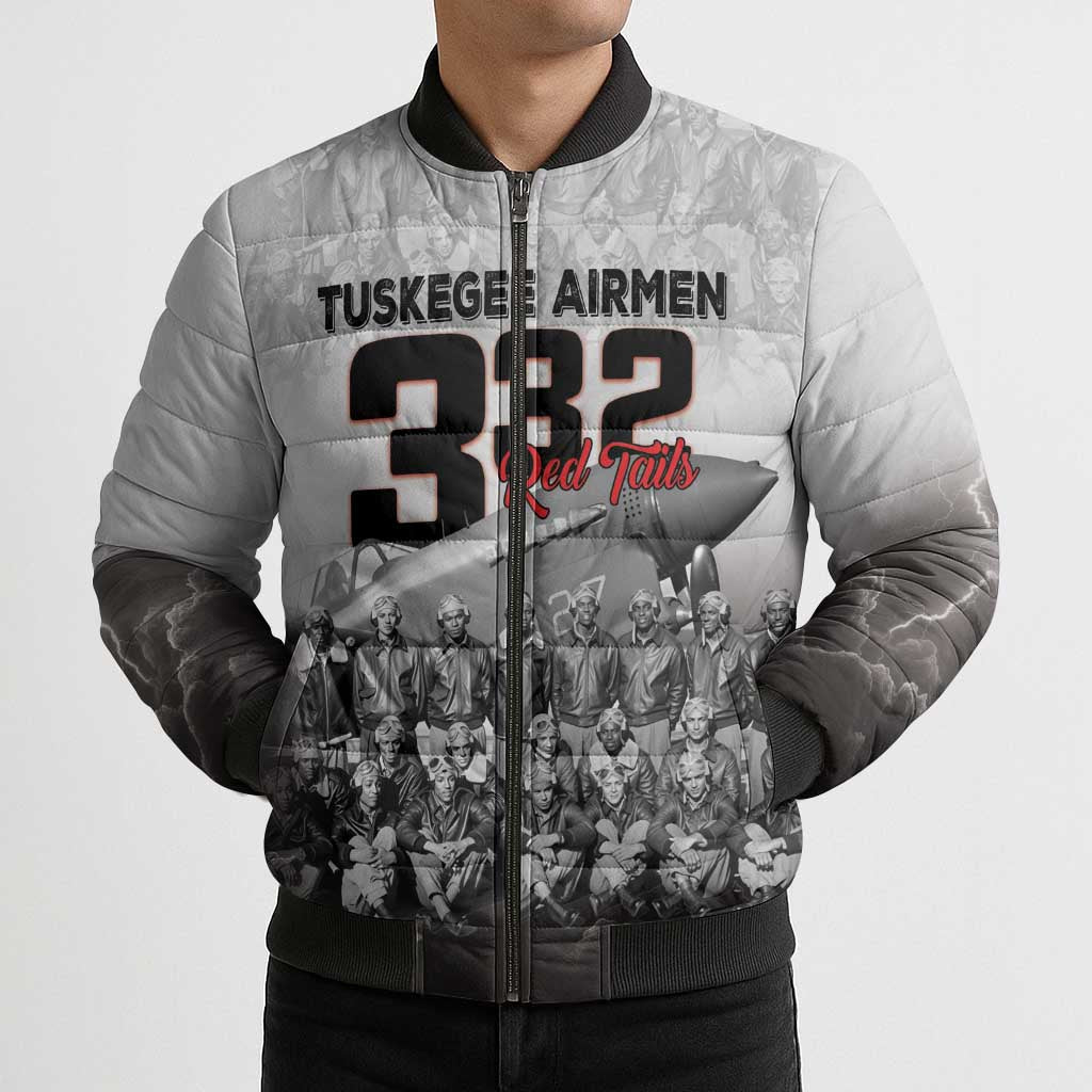 Tuskegee Airmen Pride Bomber Puffer Jacket 332nd Fighter Group Red Tails - Wonder Print Shop