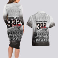Tuskegee Airmen Pride Couples Matching Long Sleeve Bodycon Dress and Hawaiian Shirt 332nd Fighter Group Red Tails - Wonder Print Shop