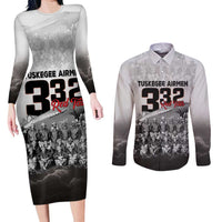 Tuskegee Airmen Pride Couples Matching Long Sleeve Bodycon Dress and Long Sleeve Button Shirt 332nd Fighter Group Red Tails - Wonder Print Shop