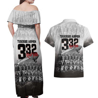 Tuskegee Airmen Pride Couples Matching Off Shoulder Maxi Dress and Hawaiian Shirt 332nd Fighter Group Red Tails - Wonder Print Shop