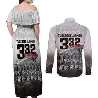 Tuskegee Airmen Pride Couples Matching Off Shoulder Maxi Dress and Long Sleeve Button Shirt 332nd Fighter Group Red Tails - Wonder Print Shop