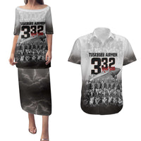 Tuskegee Airmen Pride Couples Matching Puletasi and Hawaiian Shirt 332nd Fighter Group Red Tails - Wonder Print Shop