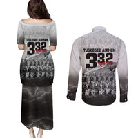 Tuskegee Airmen Pride Couples Matching Puletasi and Long Sleeve Button Shirt 332nd Fighter Group Red Tails - Wonder Print Shop