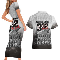 Tuskegee Airmen Pride Couples Matching Short Sleeve Bodycon Dress and Hawaiian Shirt 332nd Fighter Group Red Tails - Wonder Print Shop