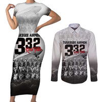 Tuskegee Airmen Pride Couples Matching Short Sleeve Bodycon Dress and Long Sleeve Button Shirt 332nd Fighter Group Red Tails - Wonder Print Shop