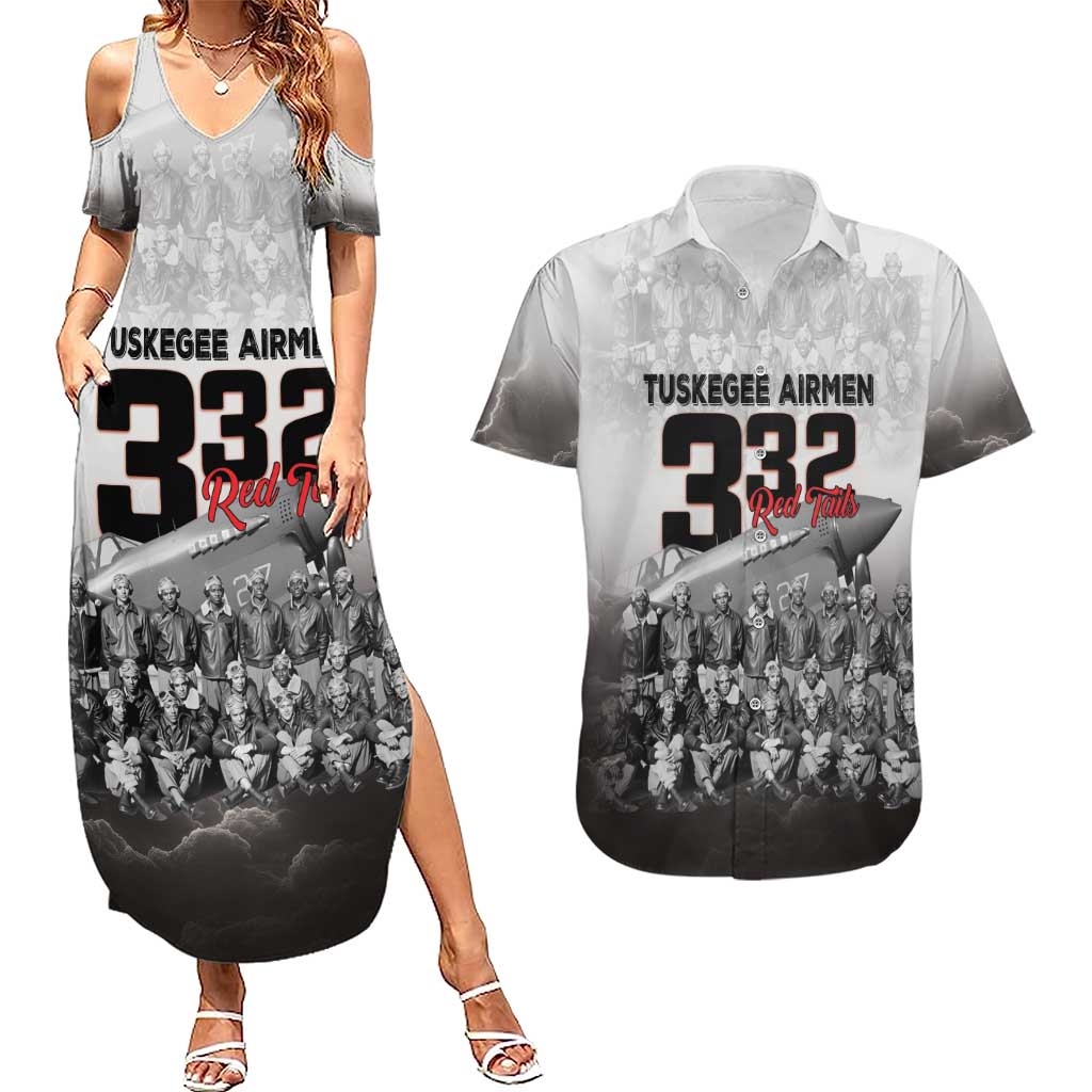 Tuskegee Airmen Pride Couples Matching Summer Maxi Dress and Hawaiian Shirt 332nd Fighter Group Red Tails - Wonder Print Shop