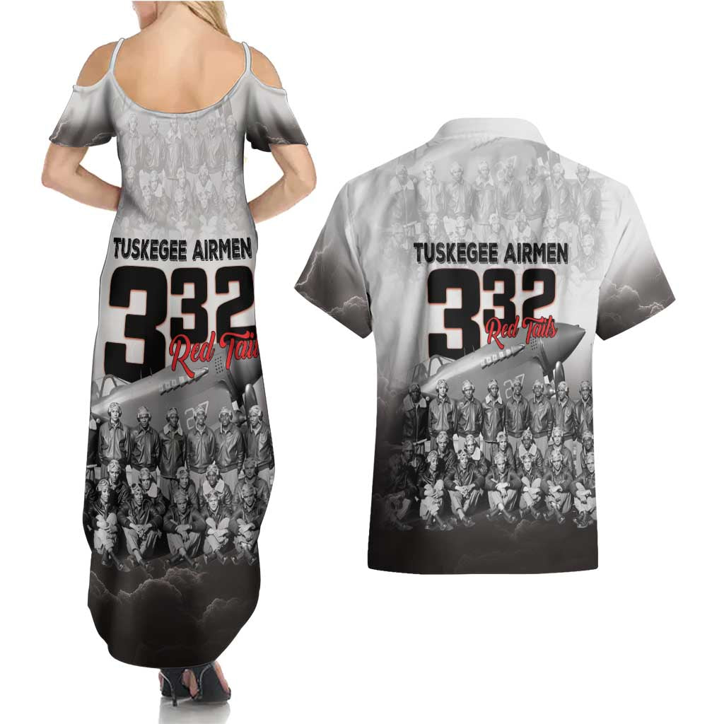 Tuskegee Airmen Pride Couples Matching Summer Maxi Dress and Hawaiian Shirt 332nd Fighter Group Red Tails - Wonder Print Shop