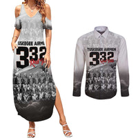 Tuskegee Airmen Pride Couples Matching Summer Maxi Dress and Long Sleeve Button Shirt 332nd Fighter Group Red Tails - Wonder Print Shop